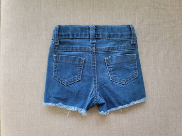 Girls' Distressed Denim Shorts: Adjustable Waist, Trendy Ripped Jeans