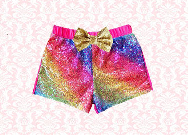 Rainbow Sequin Baby Shorts: Birthday Outfit