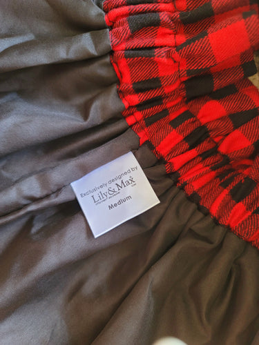 Red Buffalo Plaid Baby Skirt: Velvet Paper Bag Waist