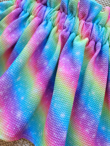 Rainbow Paper Bag Waist Skirt, Soft Bullet Fabric
