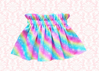Rainbow Paper Bag Waist Skirt, Soft Bullet Fabric