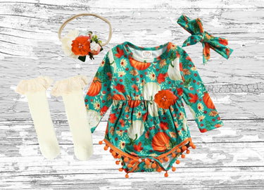 Pumpkin Pom Pom Baby Romper: Thanksgiving Outfit