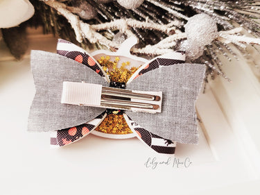 Halloween Jack-o-Lantern Glitter Shaker Bow Clip