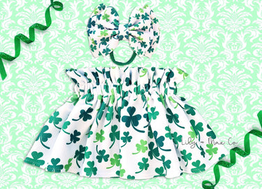 St. Patrick's Day Clover Skirt: Girls' Paper Bag Waist Skirt