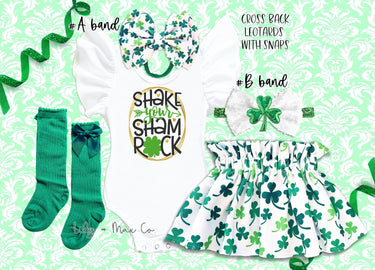 St. Patrick's Day Shamrock Girl Outfit: Leotard, Skirt & Headband