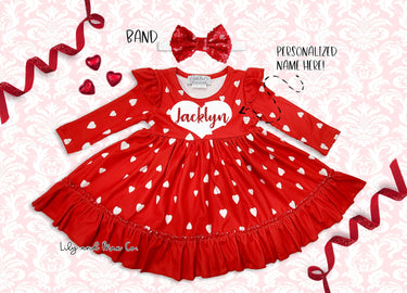 Personalized Valentine's Day Baby Girl Dress: Heart Glitter Outfit
