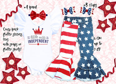 1st 4th of July Outfit: Denim Pants Set, Patriotic Birthday