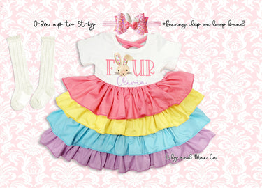 Easter birthday girl Dress, Easter baby girl outfit, Happy Easter girl kid dress, Easter girl 4th birthday dress