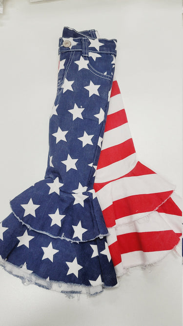 1st 4th of July Outfit: Denim Pants Set, Patriotic Birthday