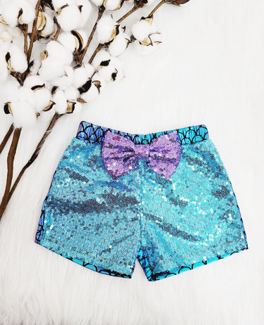 Mermaid Sequin Shorts for 0-3M to 8y-10y, Halloween Costume, 1st Birthday, Spandex