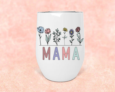 Boho Wildflower Wine Tumbler: Stainless Steel Mom Gift (12oz)