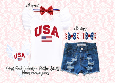 4th of July Baby Outfit: USA Denim Shorts Set