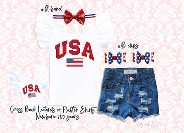 4th of July Baby Outfit: USA Denim Shorts Set