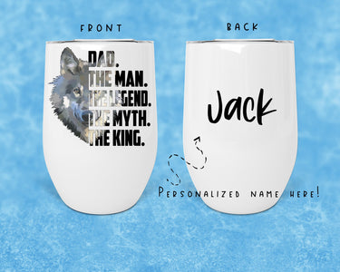 Personalized Dad Wine Tumbler, Stainless Steel, Father's Day Gift, 12oz