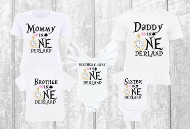 Alice Onederland Birthday Family Matching Shirts