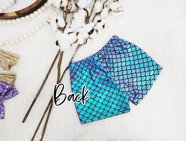 Mermaid Sequin Shorts for 0-3M to 8y-10y, Halloween Costume, 1st Birthday, Spandex