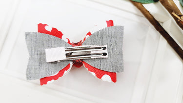 Valentine's Day Glitter Heart Bow Clip - 3.5-4 inch Alligator Clip