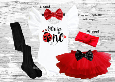 Ladybug Birthday Outfit: Leotard, Red Tutu Bloomer Set & Sequin Headband