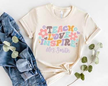 Personalized Retro vibes pencil pouch, teacher pencil bag, available on shirt