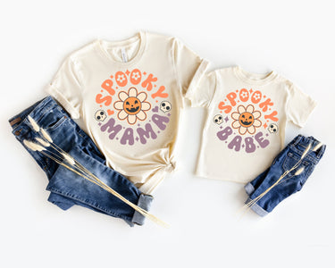 Spooky Mama & Babe Halloween Matching Shirts: Retro Mother Daughter Tees