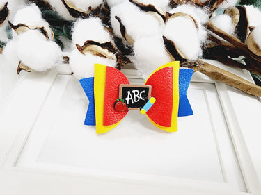 School Pencil Glitter Hair Bow Clip: Alligator Clip