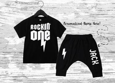 Rockin' One Birthday Outfit: Baby Boy Pants Set