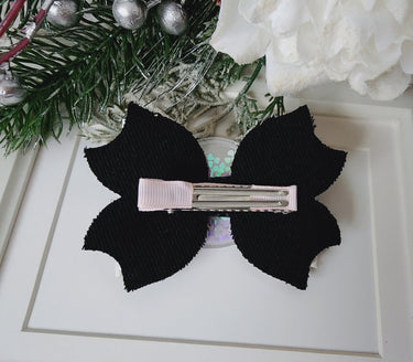 Jack Hair Bow Clip: Halloween Skeleton Shaker Glitter Bow