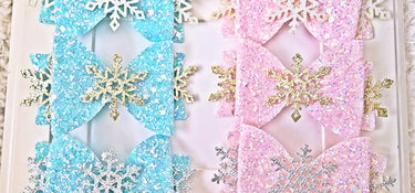 Winter ONEderland Glitter Snowflake Bow Clip: Alligator Clip