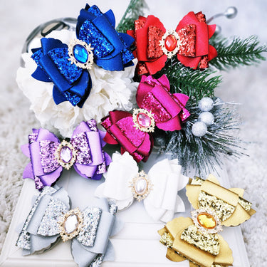 Glitter Holiday Bow Clip, Alligator Clip, Party Hair Accessory