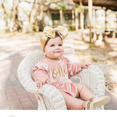 1st Birthday Velvet Romper: Pink and Gold Outfit