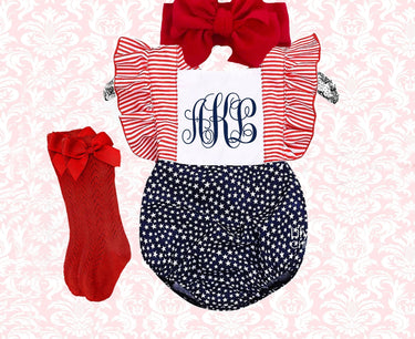 4th of July Baby Romper Set: Patriotic Ruffle Outfit