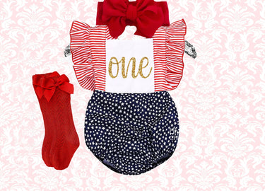 4th of July Birthday Romper Set: Patriotic Baby Girl Outfit