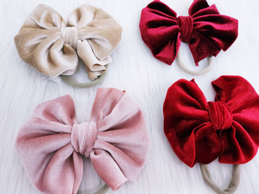 Velvet Bow Headband: Stretchy Nylon Baby Girl Hair Accessory