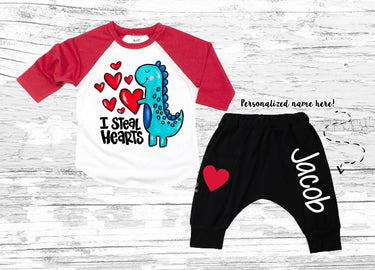 Valentine's Day Boy Outfit: I Steal Hearts Raglan Shirt & Harem Pants