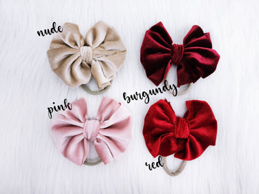 Velvet Bow Headband: Stretchy Nylon Baby Girl Hair Accessory