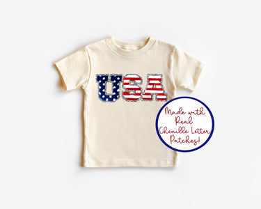 USA Baby Bodysuit: 4th of July Chenille Patch Outfit