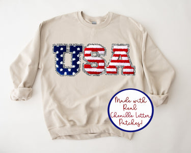 USA Baby Bodysuit: 4th of July Chenille Patch Outfit