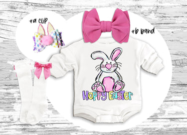 Bunny Easter Bubble romper sweatsuit Outfit- Hoppy Easter