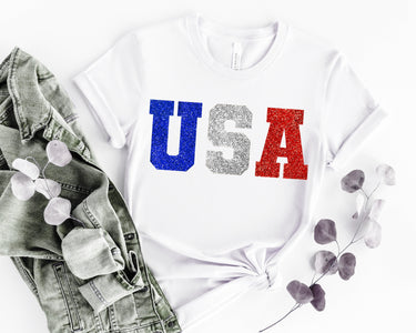 USA Baby Bodysuit: 4th of July Glitter Outfit