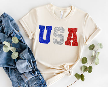 USA Baby Bodysuit: 4th of July Glitter Patriotic Shirt