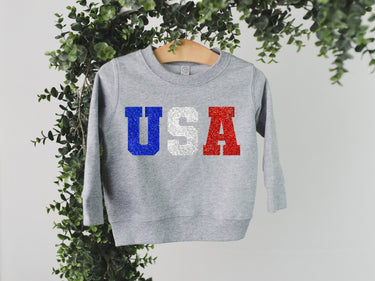 USA Glitter Baby Sweatshirt: 4th of July Patriotic Outfit