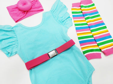 80s Workout Costume Set: Leotard, Belt, Headband & Leg Warmers