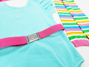 80s Workout Costume Set: Leotard, Belt, Headband & Leg Warmers