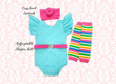 80s Workout Costume Set: Leotard, Belt, Headband & Leg Warmers