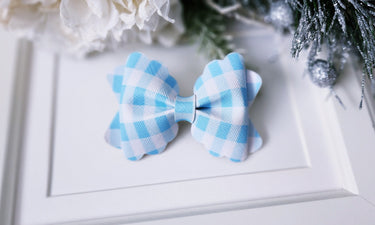 Blue Gingham Bow Clip: Trendy Alligator Hair Clip