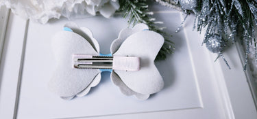 Blue Gingham Bow Clip: Trendy Alligator Hair Clip