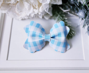 Blue Gingham Bow Clip: Trendy Alligator Hair Clip