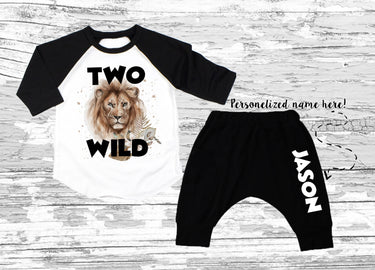 Two Wild Lion 2nd Birthday Outfit: Personalized Harem Pants Set