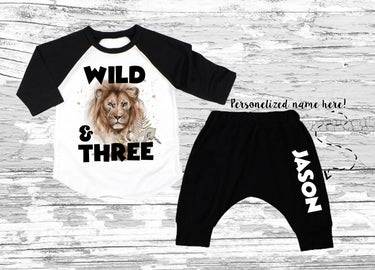 Birthday boy outfit Wild and Three 3rd birthday LION
