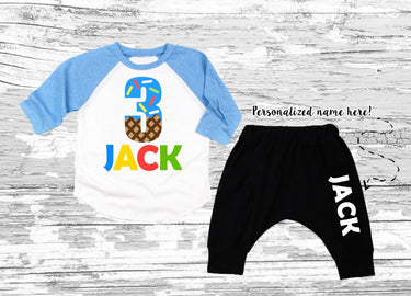 Ice Cream Birthday Outfit: Personalized First Birthday Boy Harem Set